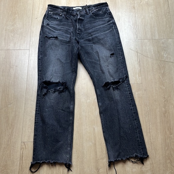 MOUSSY VINTAGE MV Odessa Wide Straight Jeans Black, SIZE 30 0894 - Picture 5 of 13